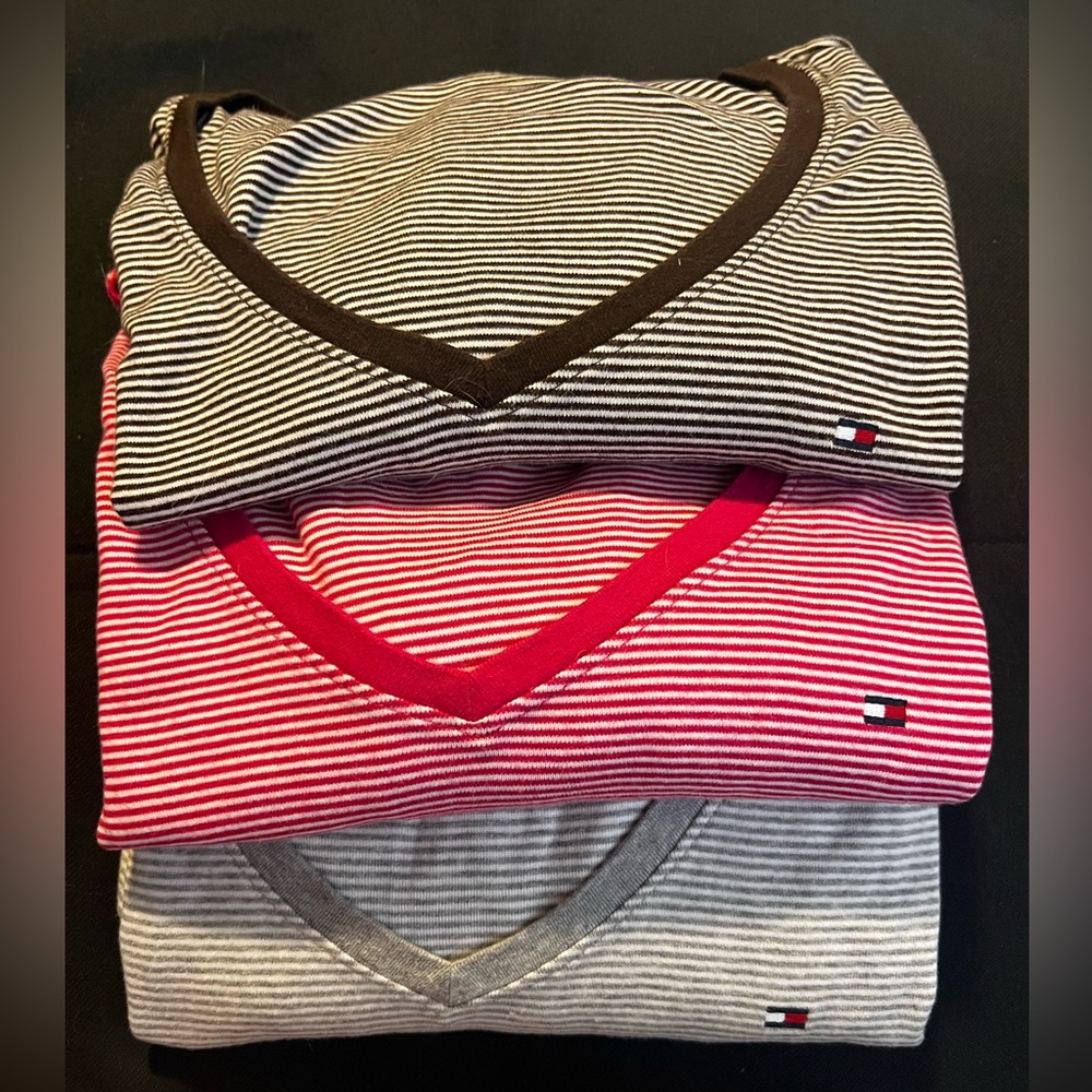 Tommy Hilfiger Women’s Striped Top Bundle- Brown, Pink, Gray